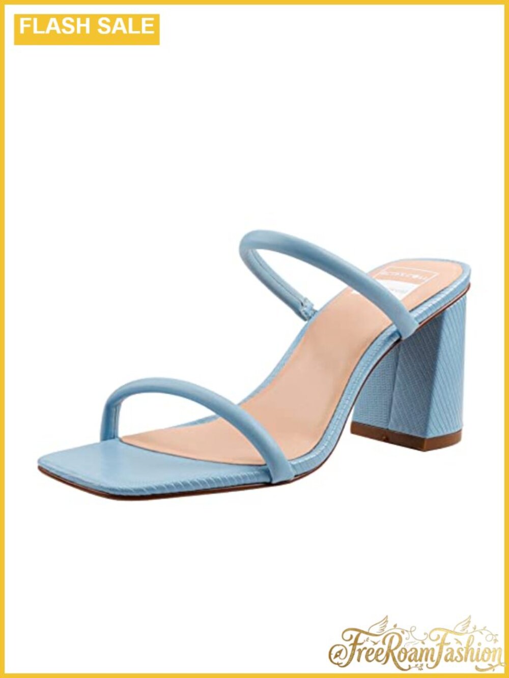 Square Toe Two Strap High Heel Sandals Block Heel Formal Wedding Shoes